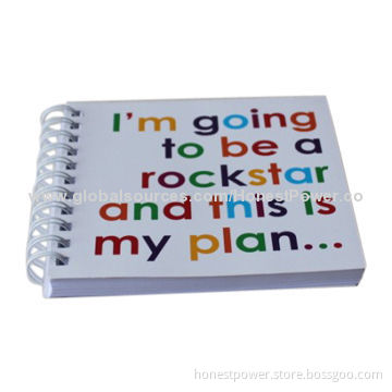 Children Notebooks with Spiral Binding, Pocket Cover, Different Sizes and Designs are Available